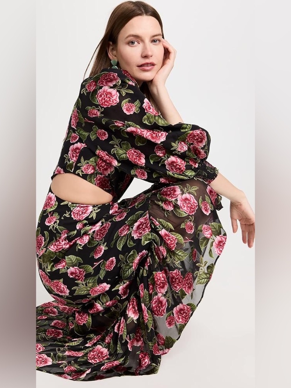 NWT $795 Alice + Olivia Katia Twist-Front Cutout Maxi Dress - Picture 5 of 14